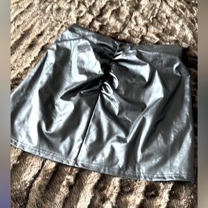 Faux Leather Ruched Mini Skirt